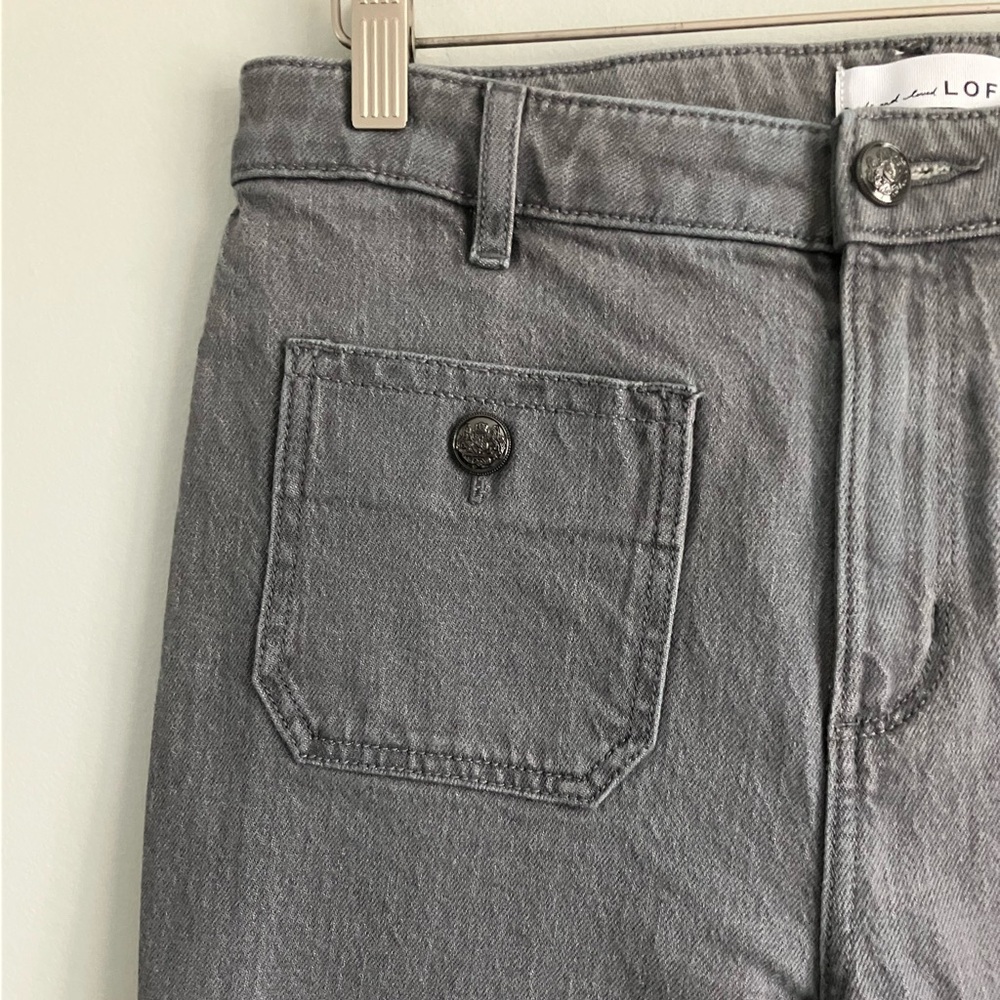 LOFT Grey Kick Crop High Rise Sailor Pocket Jeans Size 4 (Measures like a 10) - Picture 3 of 13